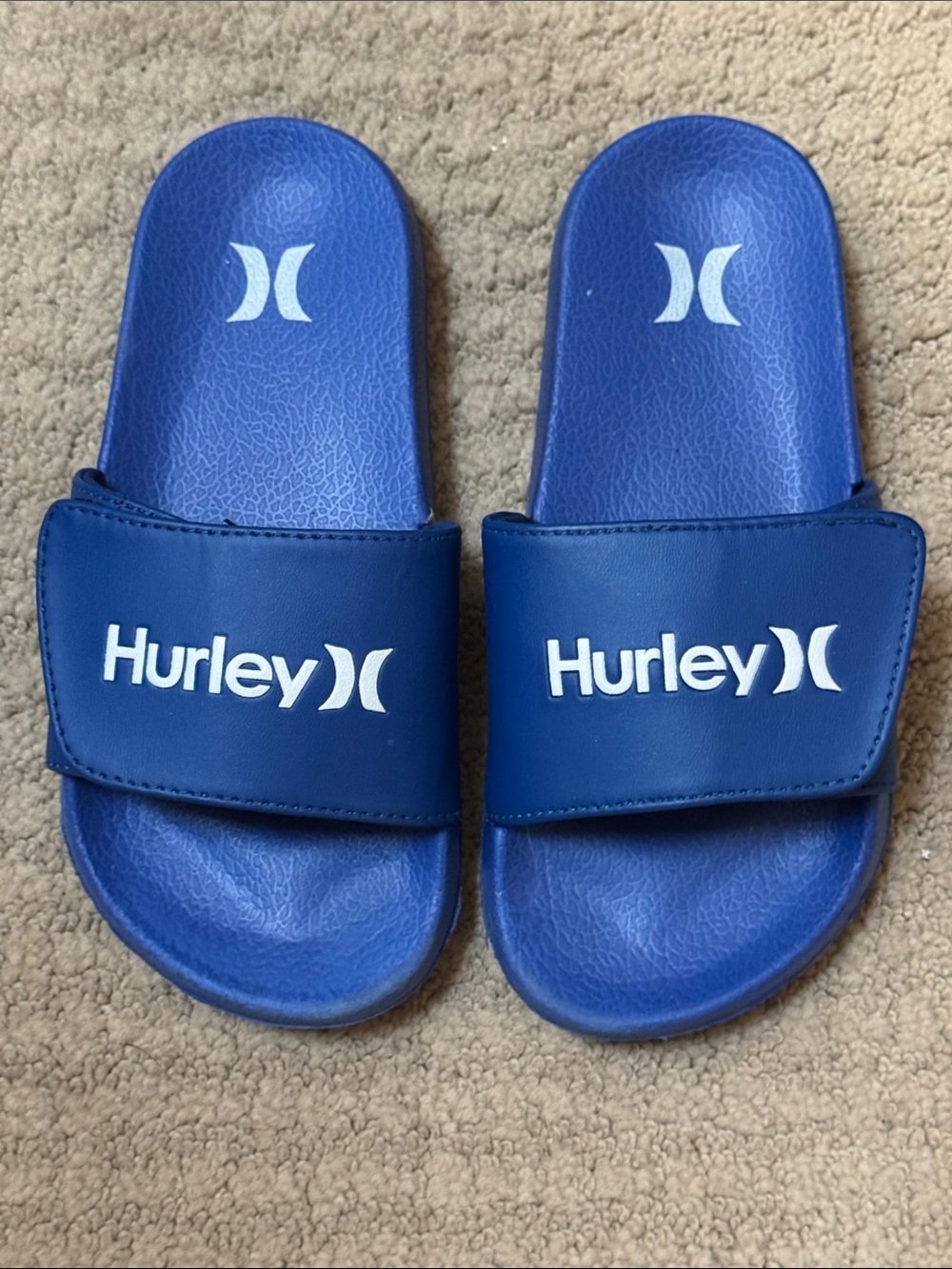 Hurley Blue Slide Sandals with White Logo